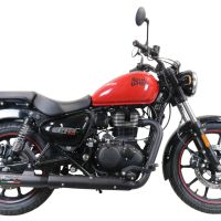 Exhaust system compatible with Royal Enfield Meteor 350 2021-2023, Deeptone Nero, Homologated legal slip-on exhaust including removable db killer, link pipe and catalyst 