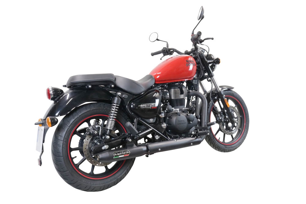 GPR exhaust compatible with  Royal Enfield Meteor 350 2021-2023, Deeptone Nero, Slip-on exhaust including link pipe and removable db killer 