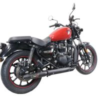 Exhaust system compatible with Royal Enfield Meteor 350 2021-2023, Deeptone Nero, Homologated legal slip-on exhaust including removable db killer, link pipe and catalyst 