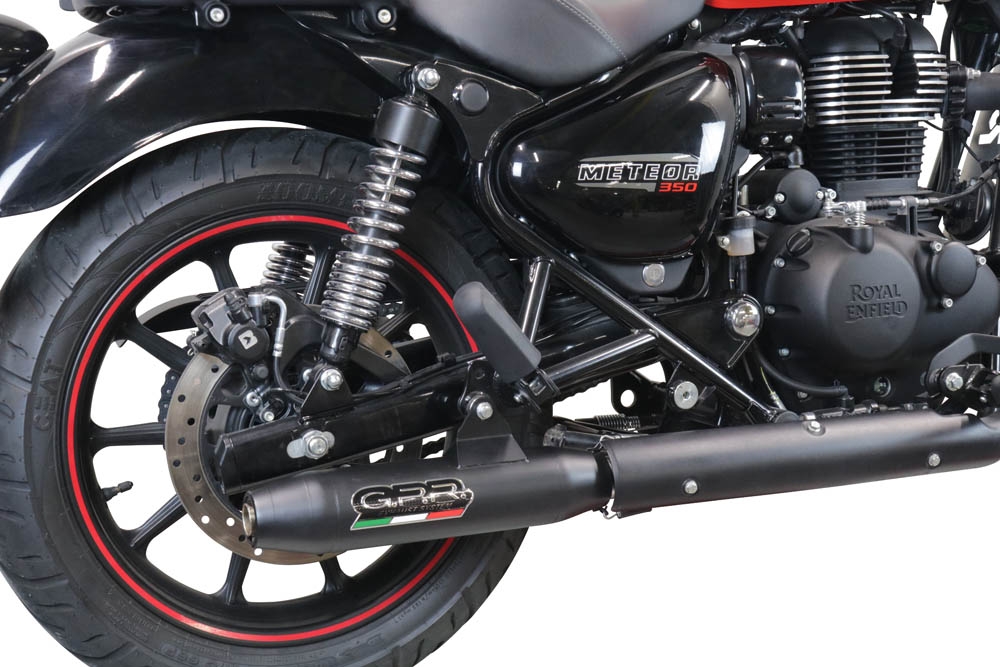 GPR exhaust compatible with  Royal Enfield Meteor 350 2021-2023, Deeptone Nero, Slip-on exhaust including link pipe and removable db killer 