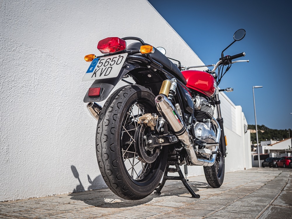 GPR exhaust compatible with  Royal Enfield Continental 650 2019-2020, Deeptone Inox, Dual slip-on exhausts including removable db killers and link pipes 