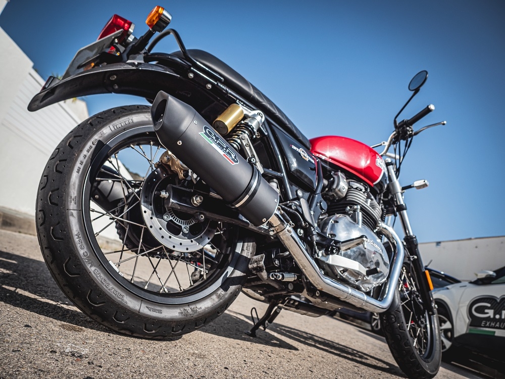 GPR exhaust compatible with  Royal Enfield Interceptor 650 2019-2020, Furore Evo4 Nero, Dual slip-on exhausts including removable db killers and link pipes 