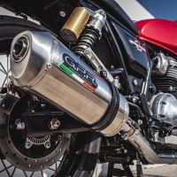 GPR exhaust compatible with  Royal Enfield Interceptor 650 2019-2020, Satinox, Dual slip-on exhausts including removable db killers and link pipes 