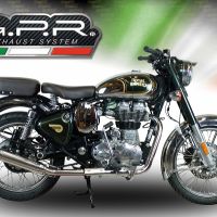 GPR exhaust compatible with  Royal Enfield Classic / Bullet Efi 500 2017-2020, Deeptone Inox, Slip-on exhaust including link pipe and removable db killer 