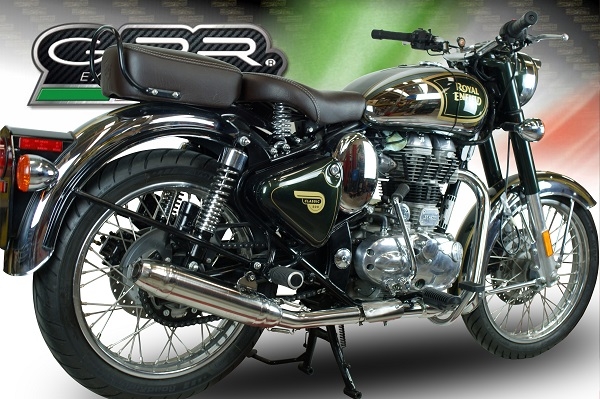 GPR exhaust compatible with  Royal Enfield Classic / Bullet Efi 500 2017-2020, Deeptone Inox, Slip-on exhaust including link pipe and removable db killer 