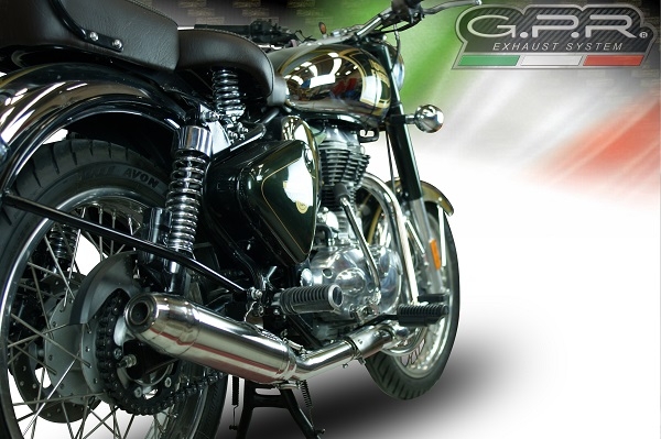 GPR exhaust compatible with  Royal Enfield Classic / Bullet Efi 500 2017-2020, Deeptone Inox, Slip-on exhaust including link pipe and removable db killer 