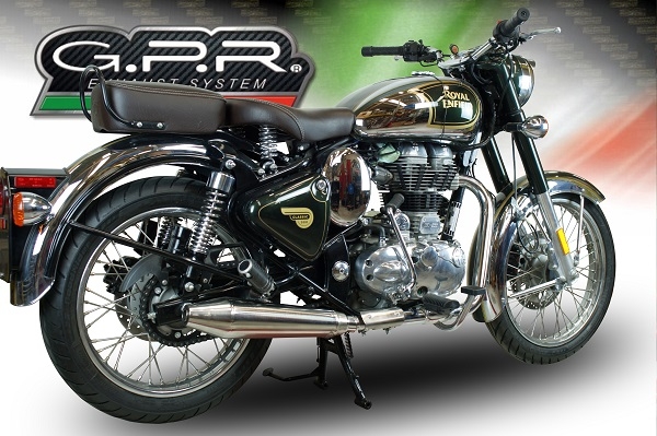 GPR exhaust compatible with  Royal Enfield Classic / Bullet Efi 500 2009-2016, Vintacone, Slip-on exhaust including link pipe 