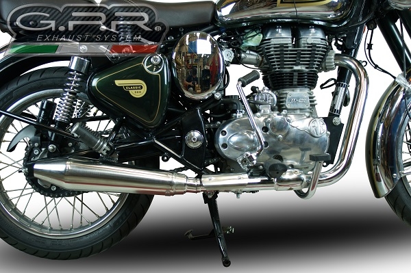 GPR exhaust compatible with  Royal Enfield Classic / Bullet Efi 500 2009-2016, Vintacone, Slip-on exhaust including link pipe 