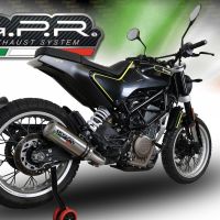 GPR exhaust compatible with  Husqvarna Svartpilen 401 2018-2019, M3 Titanium Natural, Slip-on exhaust including removable db killer and link pipe 