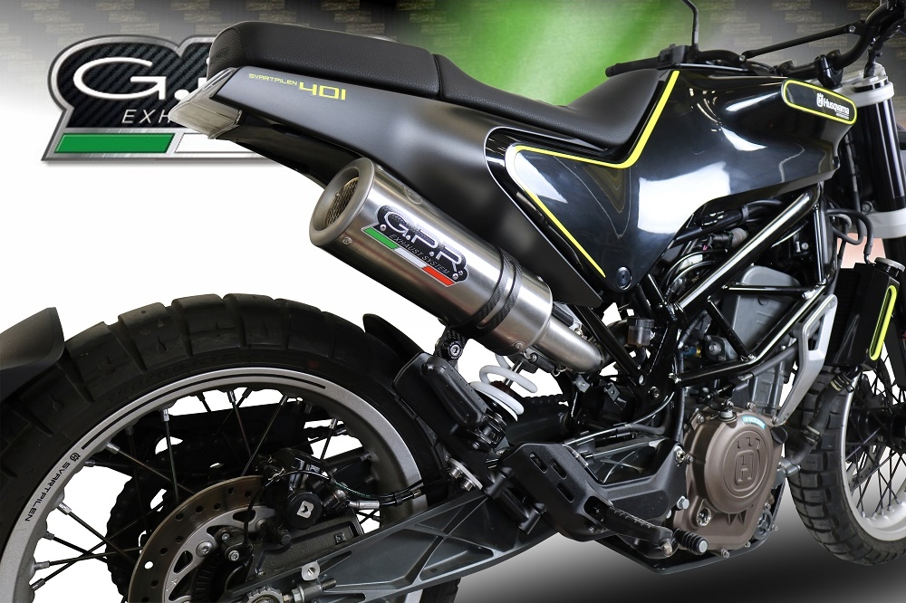 Exhaust system compatible with Husqvarna Svartpilen 401 2018-2019, M3 Titanium Natural, Homologated legal Mid-full system exhaust, including removable db killer and catalyst 