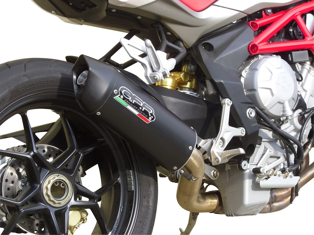 GPR exhaust compatible with  Mv Agusta Brutale 800 Dragster 2021-2023, Furore Evo4 Nero, Slip-on exhaust including link pipe and removable db killer 