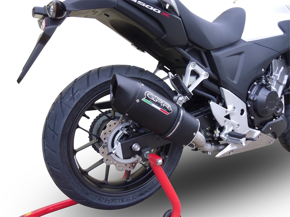 GPR exhaust compatible with  Honda CB400X 2013-2015, Furore Nero, Slip-on exhaust including removable db killer and link pipe 