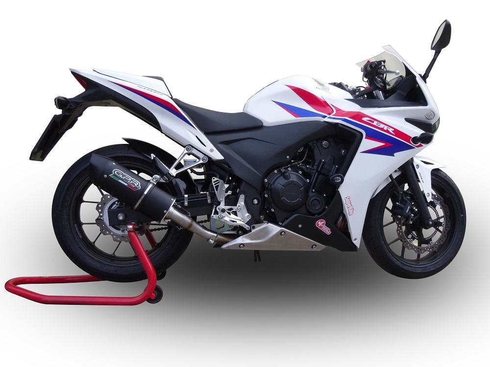 GPR exhaust compatible with  Honda CBR500R 2012-2018, Furore Evo4 Poppy, Slip-on exhaust including removable db killer and link pipe 