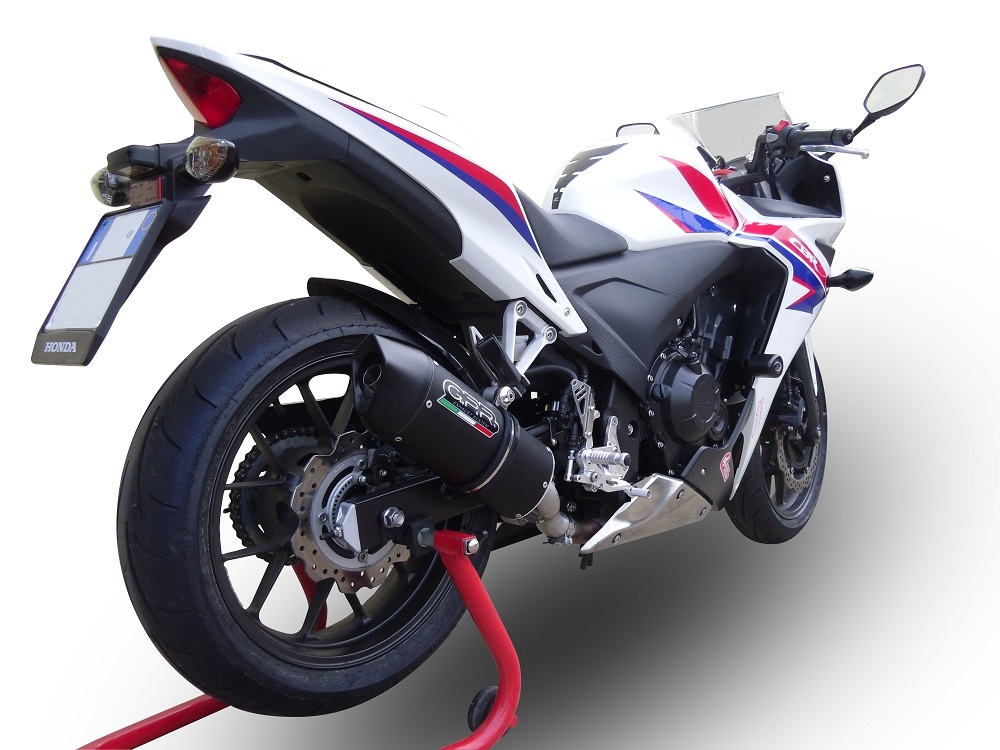 GPR exhaust compatible with  Honda CBR500R 2019-2022, Furore Nero, Slip-on exhaust including removable db killer and link pipe 