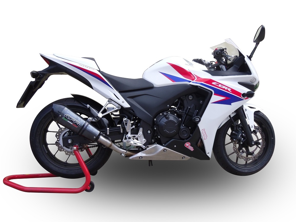 GPR exhaust compatible with  Honda CBR500R 2019-2022, GP Evo4 Poppy, Slip-on exhaust including removable db killer and link pipe 