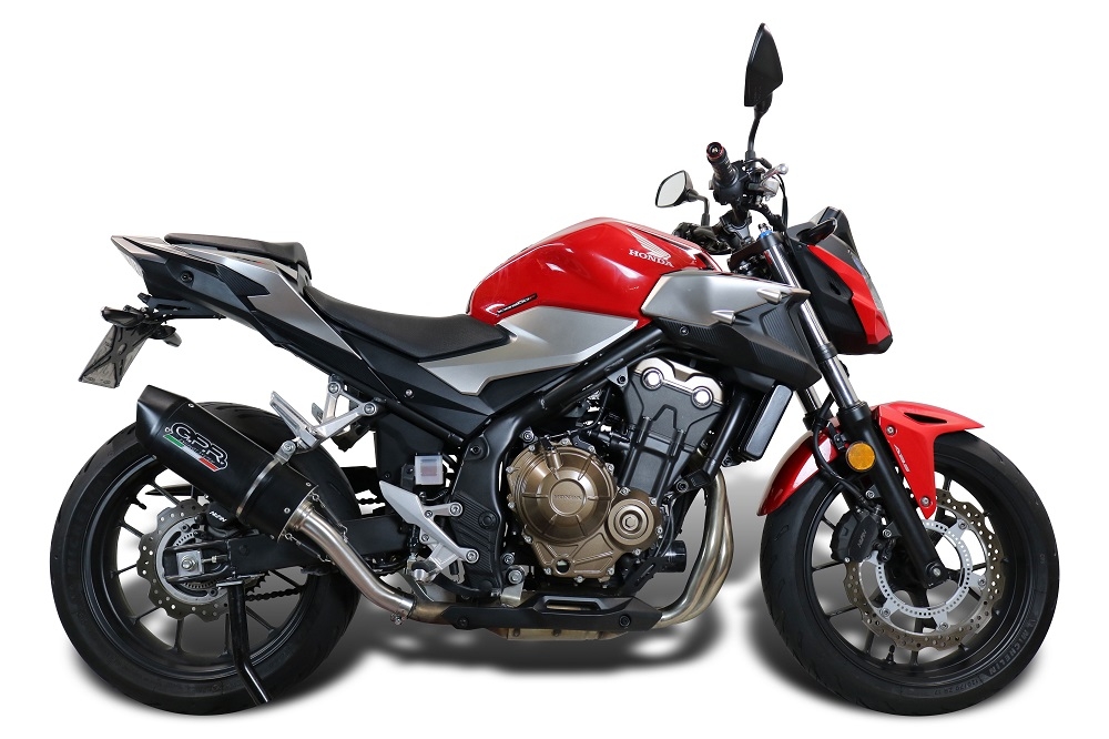 GPR exhaust compatible with  Honda CB500F 2019-2020, Furore Nero, Slip-on exhaust including removable db killer and link pipe 