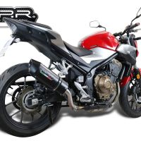 Exhaust compatible with Honda CB500F 2021-2024, Furore Evo4 Nero, Slip-on exhaust including removable db killer and link pipe 