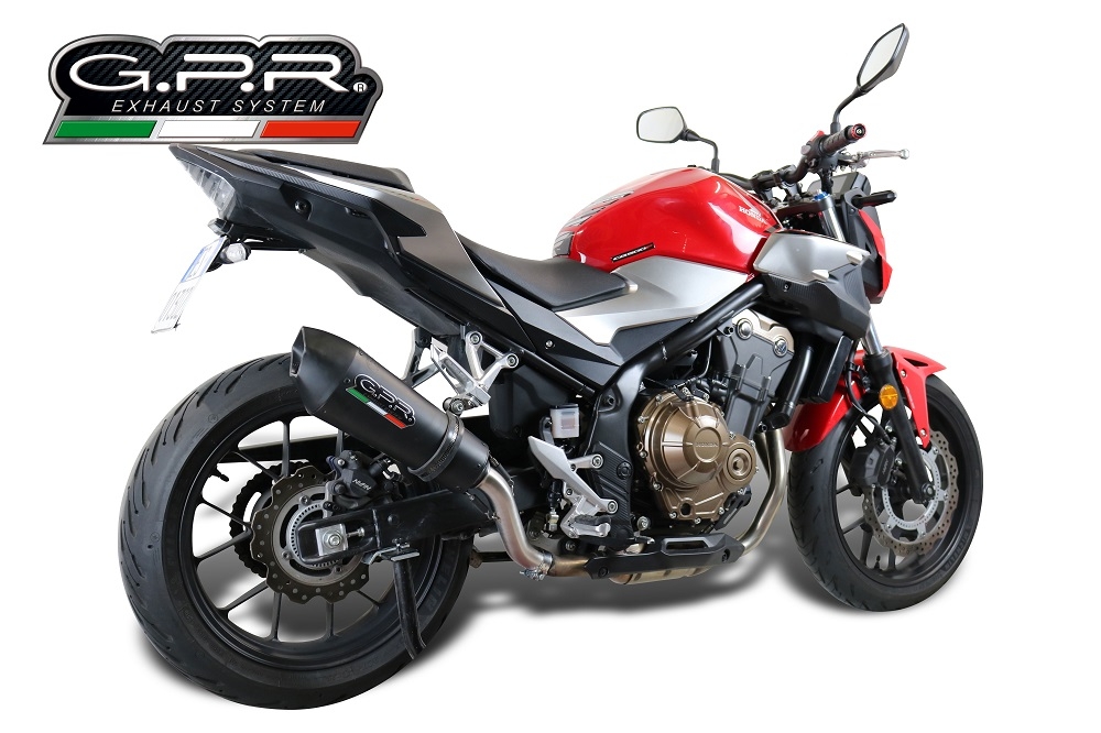 GPR exhaust compatible with  Honda CB500F 2021-2024, GP Evo4 Black Titanium, Slip-on exhaust including removable db killer and link pipe 