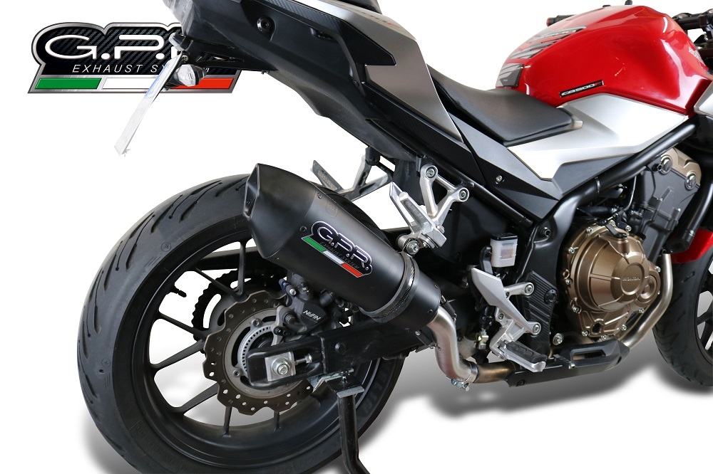 GPR exhaust compatible with  Honda CB400X 2019-2024, GP Evo4 Black Titanium, Slip-on exhaust including removable db killer and link pipe 