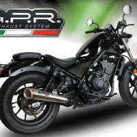 GPR exhaust compatible with  Honda Rebel 300 2017-2020, Powercone Evo, Slip-on exhaust including removable db killer and link pipe 