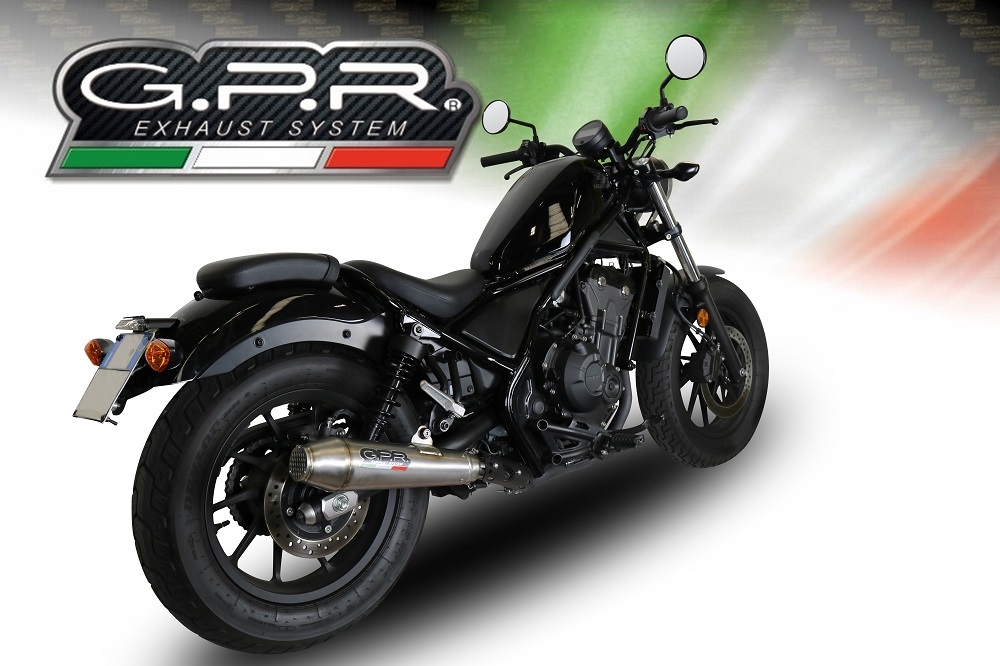 GPR exhaust compatible with  Honda Rebel 500 2017-2020, Ultracone, Slip-on exhaust including removable db killer and link pipe 