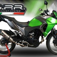 GPR exhaust compatible with  Kawasaki Versys X 300 2017-2021, Gpe Ann. Titanium, Slip-on exhaust including link pipe and removable db killer 