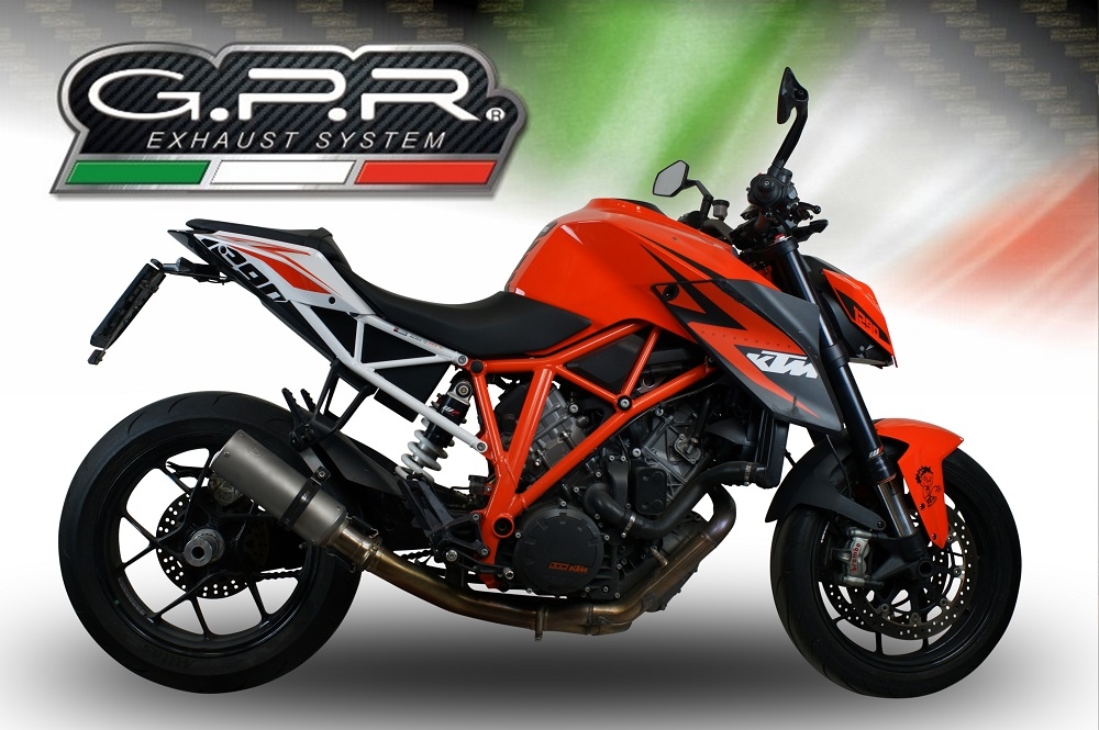 GPR exhaust compatible with  Ktm 1290 Superduke R 2017-2019, M3 Titanium Natural, Slip-on exhaust including removable db killer and link pipe 