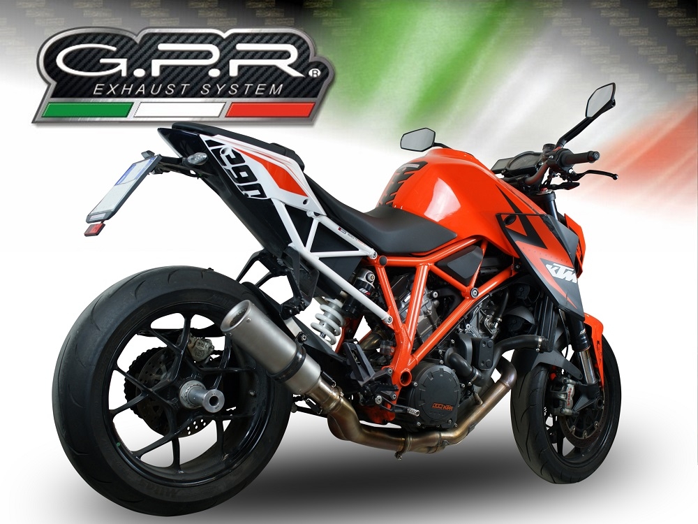 GPR exhaust compatible with  Ktm 1290 Superduke R 2014-2016, M3 Titanium Natural, Slip-on exhaust including removable db killer and link pipe 