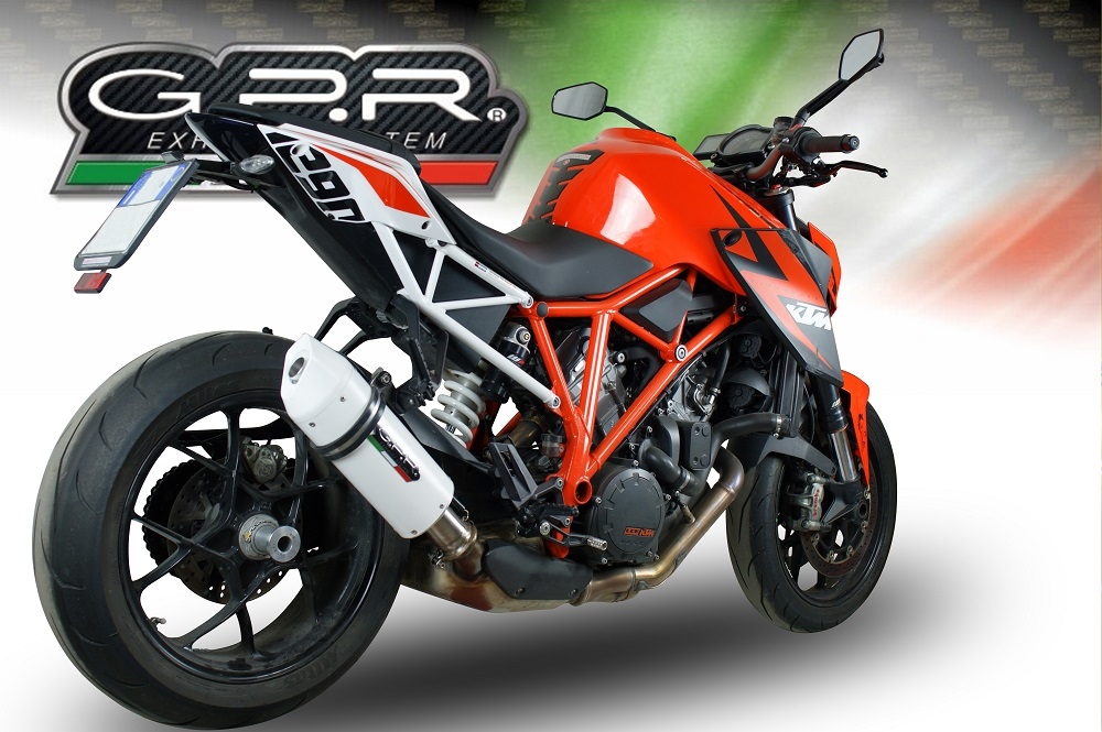 GPR exhaust compatible with  Ktm 1290 Superduke R 2014-2016, Albus Ceramic, Slip-on exhaust including removable db killer and link pipe 