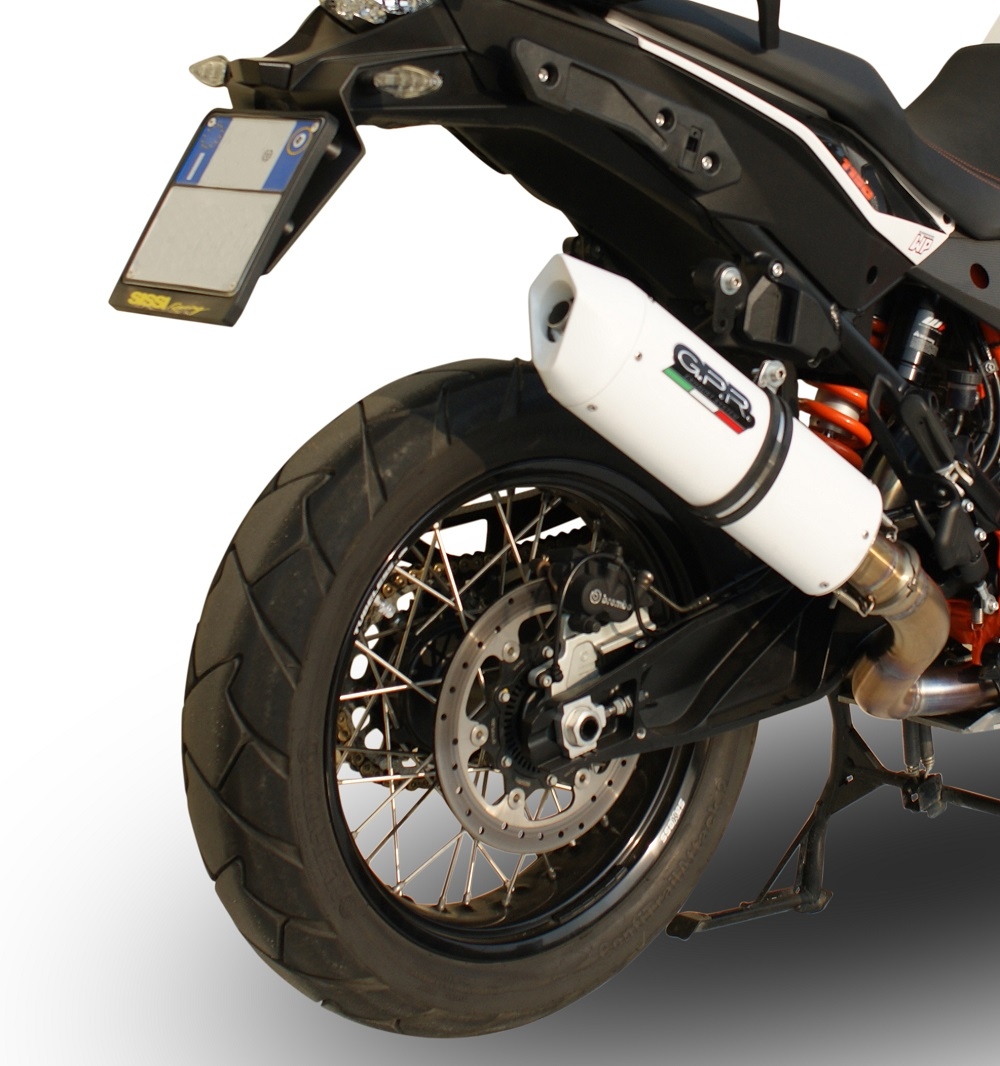 GPR exhaust compatible with  Ktm 1190 Adventure 2013-2016, Albus Ceramic, Slip-on exhaust including removable db killer and link pipe 