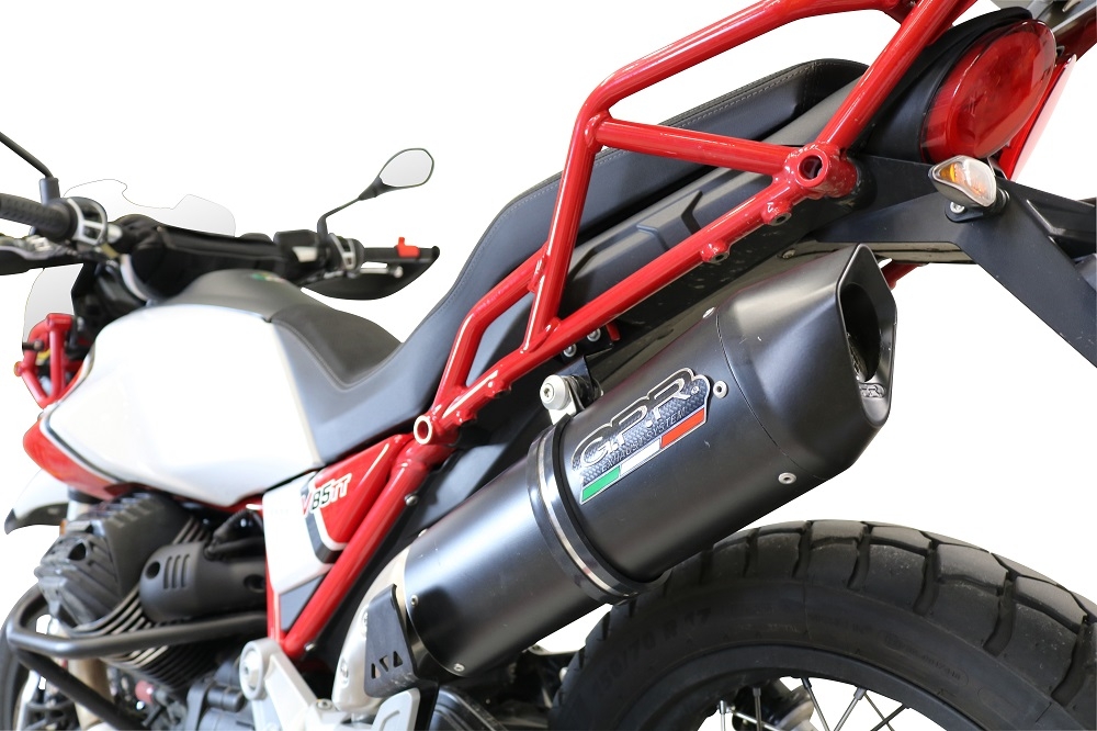 GPR exhaust compatible with  Moto Guzzi V85TT 2021-2023, Furore Nero, Slip-on exhaust including link pipe 