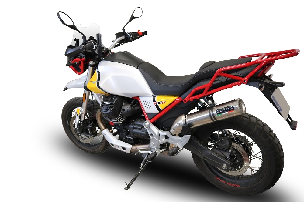 GPR exhaust compatible with  Moto Guzzi V85TT 2021-2023, M3 Titanium Natural, Slip-on exhaust including link pipe 