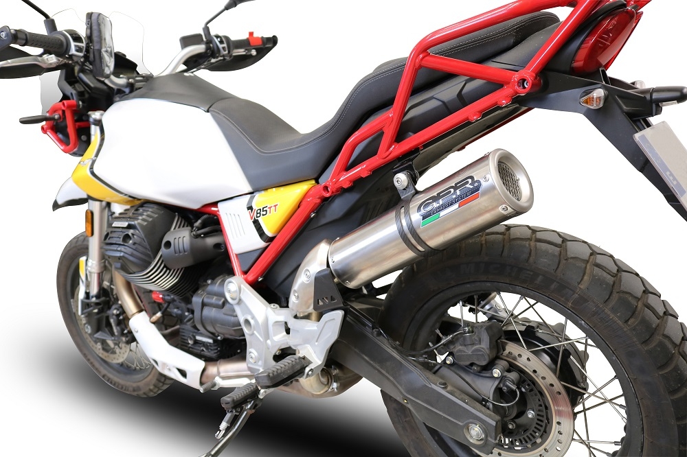 GPR exhaust compatible with  Moto Guzzi V85TT 2021-2023, M3 Inox , Slip-on exhaust including link pipe 