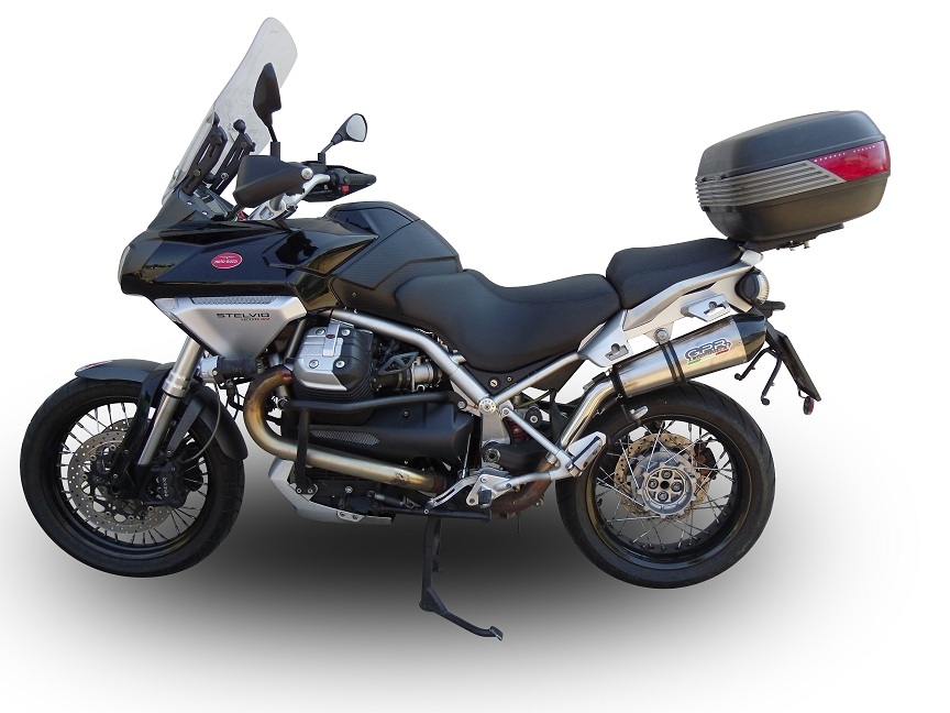 GPR exhaust compatible with  Moto Guzzi Stelvio 1200 4V  2008-2010, Gpe Ann. titanium, Slip-on exhaust including removable db killer and link pipe 