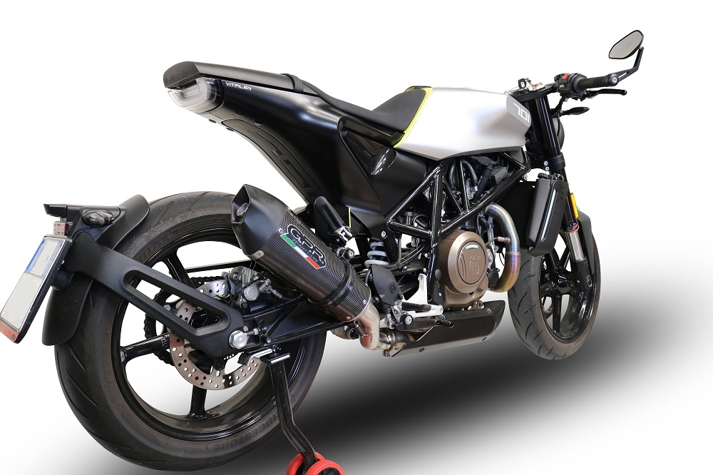 GPR exhaust compatible with  Husqvarna Vitpilen 701 2018-2020, GP Evo4 Poppy, Slip-on exhaust including removable db killer and link pipe 