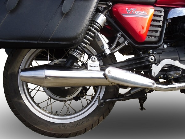 Exhaust system compatible with Moto Guzzi V7 (I - II) - Stone - Special 2012-2016, Vintacone , Dual Homologated legal slip-on exhaust including removable db killers, link pipes and catalysts 