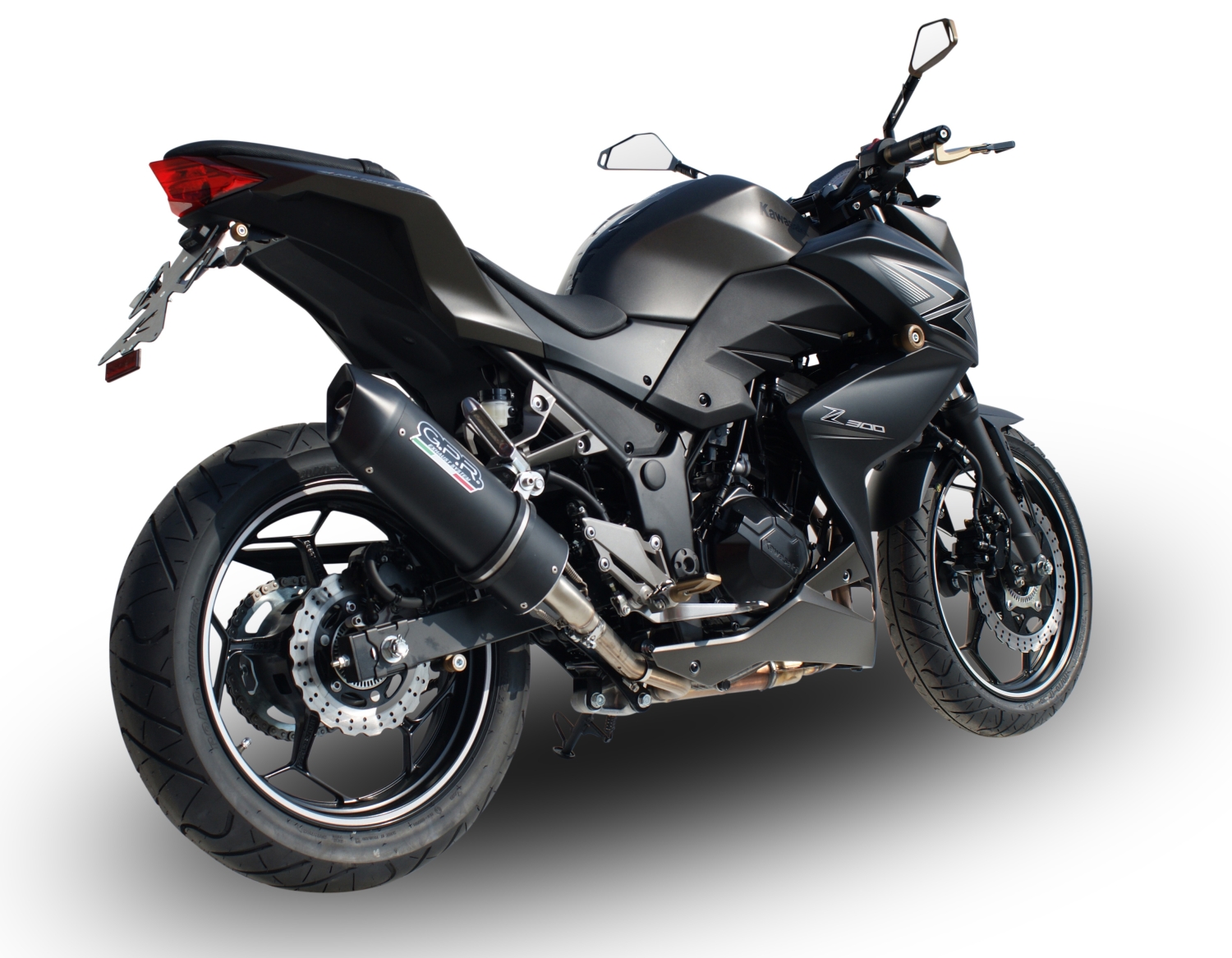 GPR exhaust compatible with  Kawasaki Z300 2014-2017, Furore Nero, Slip-on exhaust including removable db killer and link pipe 