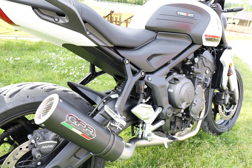 GPR exhaust compatible with  Triumph Trident 660 2021-2024, M3 Black Titanium, Full system exhaust, including removable db killer 