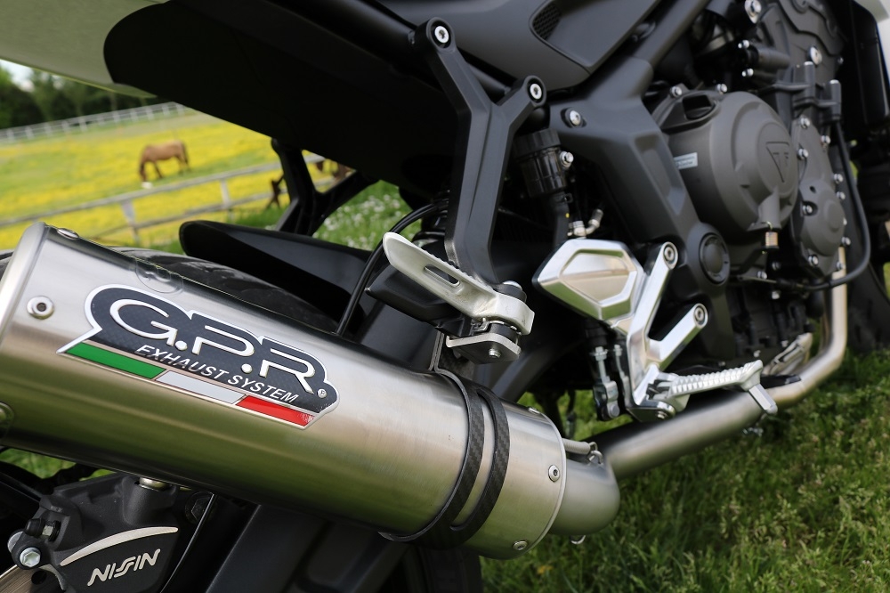 GPR exhaust compatible with  Triumph Trident 660 2021-2024, M3 Titanium Natural, Full system exhaust, including removable db killer 