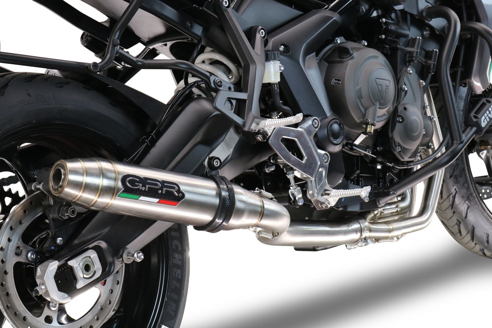 GPR exhaust compatible with  Triumph Trident 660 2021-2024, Deeptone Inox, Full system exhaust, including removable db killer 