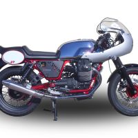 Exhaust system compatible with Moto Guzzi Nevada 750 2008-2014, Vintacone , Dual Homologated legal slip-on exhaust including removable db killers, link pipes and catalysts 