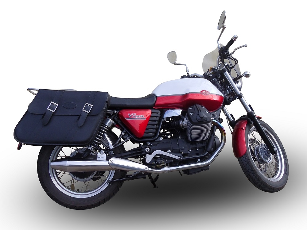 Exhaust system compatible with Moto Guzzi V7 (I - II) - Stone - Special 2012-2016, Vintacone , Dual Homologated legal slip-on exhaust including removable db killers, link pipes and catalysts 