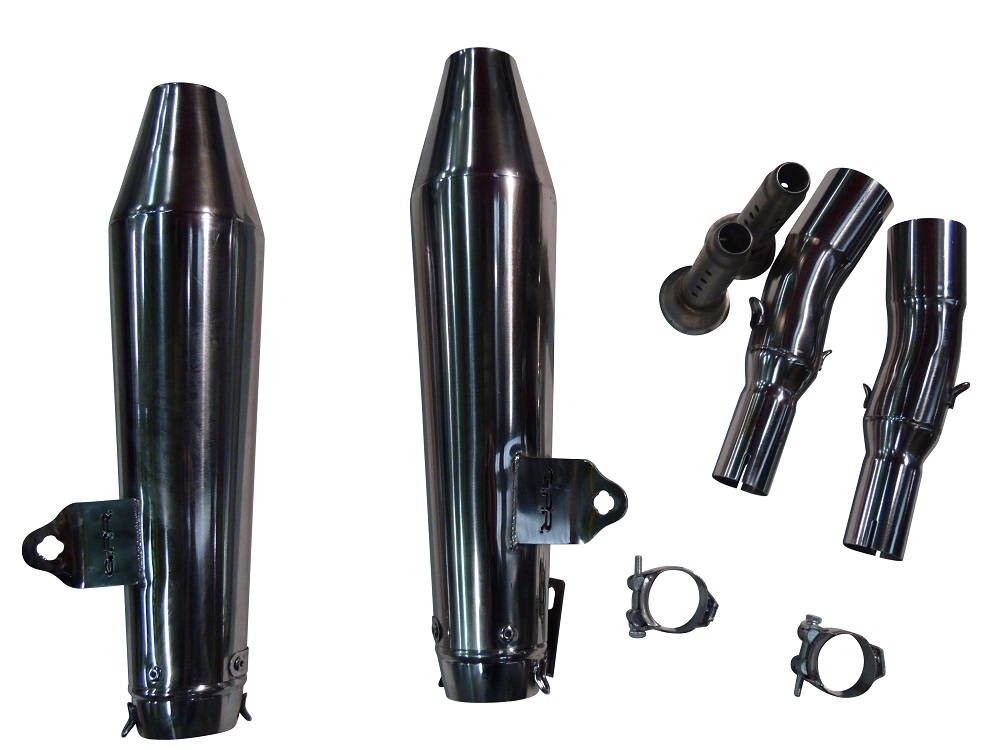 Exhaust system compatible with Moto Guzzi V7 (I - II) - Stone - Special 2012-2016, Vintacone , Dual Homologated legal slip-on exhaust including removable db killers, link pipes and catalysts 