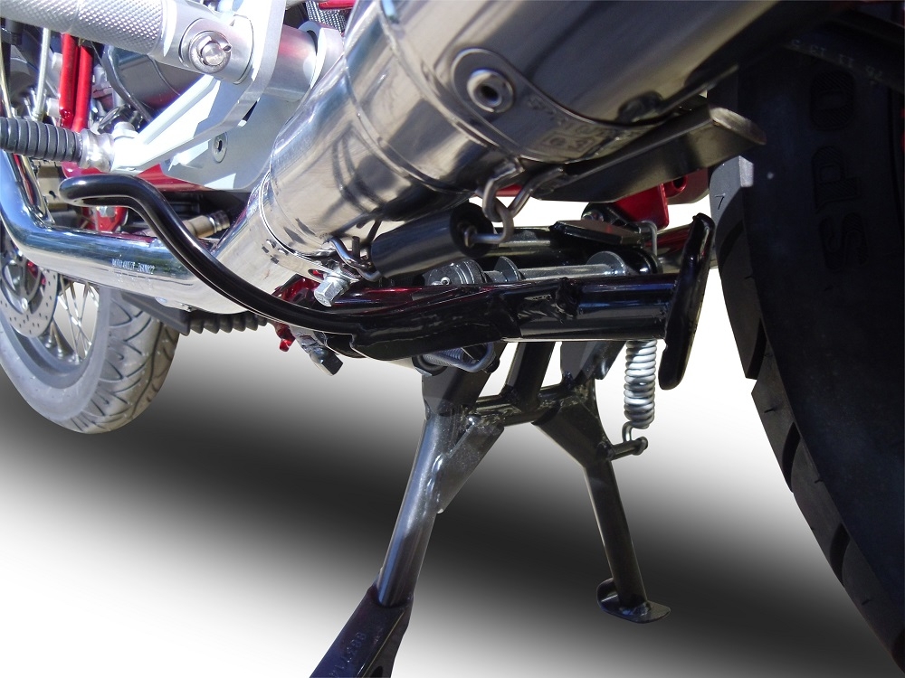 Exhaust system compatible with Moto Guzzi Nevada 750 2008-2014, Vintacone , Dual Homologated legal slip-on exhaust including removable db killers, link pipes and catalysts 