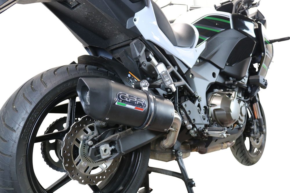 GPR exhaust compatible with  Kawasaki Versys 1000 2021-2023, Furore Evo4 Nero, Slip-on exhaust including removable db killer and link pipe 