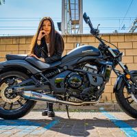 Exhaust system compatible with Kawasaki Vulcan 650 S 2015-2023, Ultracone, Homologated legal full system exhaust, including removable db killer and catalyst 