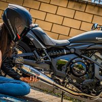 Exhaust system compatible with Kawasaki Vulcan 650 S 2015-2023, Ultracone, Homologated legal full system exhaust, including removable db killer and catalyst 