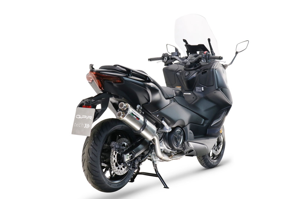 Exhaust system compatible with Yamaha T-Max 560 2022-2024, Dual Inox, Homologated legal full system exhaust, including removable db killer and catalyst 