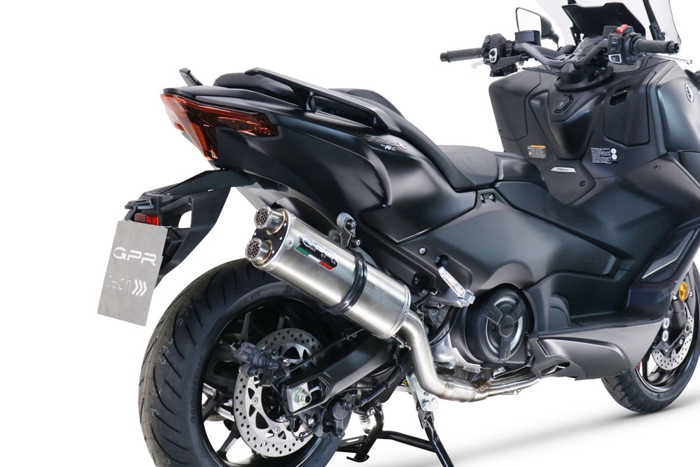 Exhaust system compatible with Yamaha T-Max 560 2022-2024, Dual Inox, Homologated legal full system exhaust, including removable db killer and catalyst 