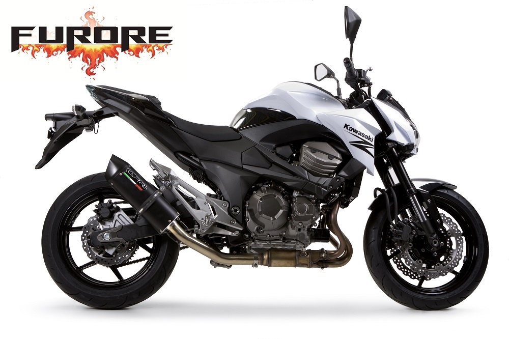 GPR exhaust compatible with  Kawasaki Z-800 2009-2016, Furore Nero, Slip-on exhaust including removable db killer and link pipe 